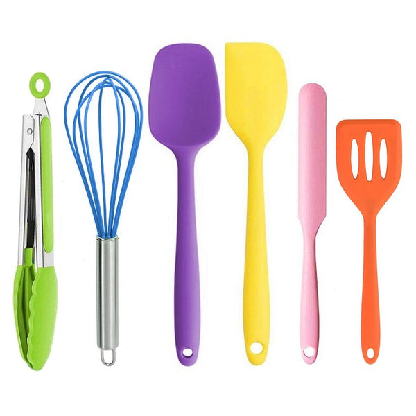 6 Piece Silicone Kitchen Utensil Set - Rainbow