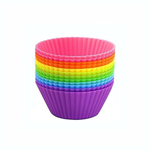 Premium Extra-Thick 7cm Silicone Cupcake Baking Cups - 12 Pack