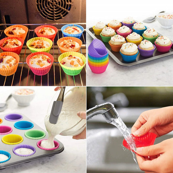 Jumbo Reusable Silicone Cupcake Baking Cups / Muffin Molds, Pack