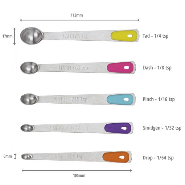 Measuring Spoons Set, Mini Spoon Tiny Spoon, Small spoons for Spice Jars,  1/8, 1/16, 1/32, 1/64 Teaspoon Measuring Spoon, 5 Tiny Mini Measuring