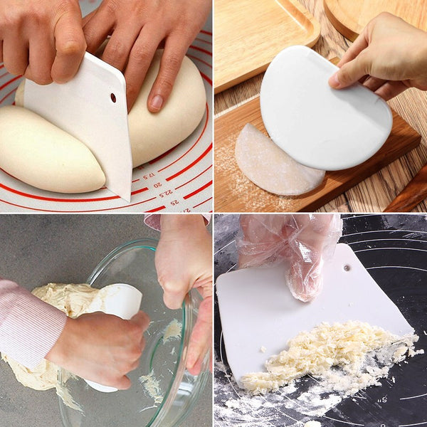 Dough Scraper, 3 Pieces Bowl Scraper for Baking Food-Grade Plastic Dough  Cutter