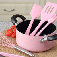 6 Piece Silicone Kitchen Utensil Set - Pink