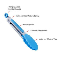 19cm Silicone Kitchen Tongs