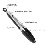 23cm Silicone Kitchen Tongs
